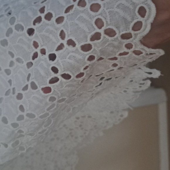 Polo Ralph Lauren White Cotton Eyelet Maxi Dress with ruffled neckline sz8 EUC - Picture 4 of 12